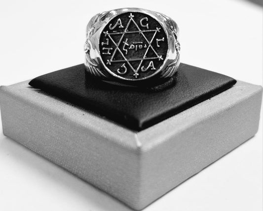 Anillo de Poder Rey Salomón en Plata Ley 925, vista frontal