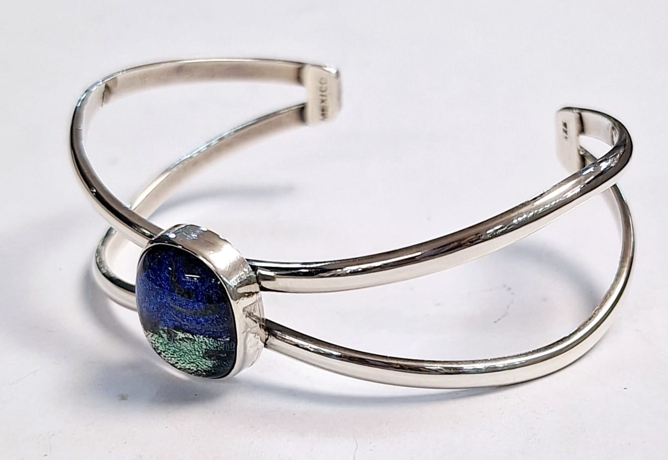 Brazalete con Dicroico en Plata Ley 925, vista frontal