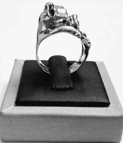 Anillo Perro en Plata Ley 925, vista frontal