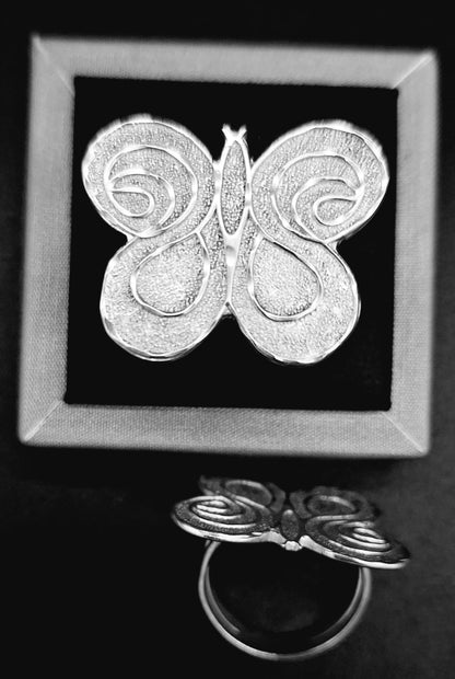 Anillo Plata Ley 925 , Mariposa, vista frontal