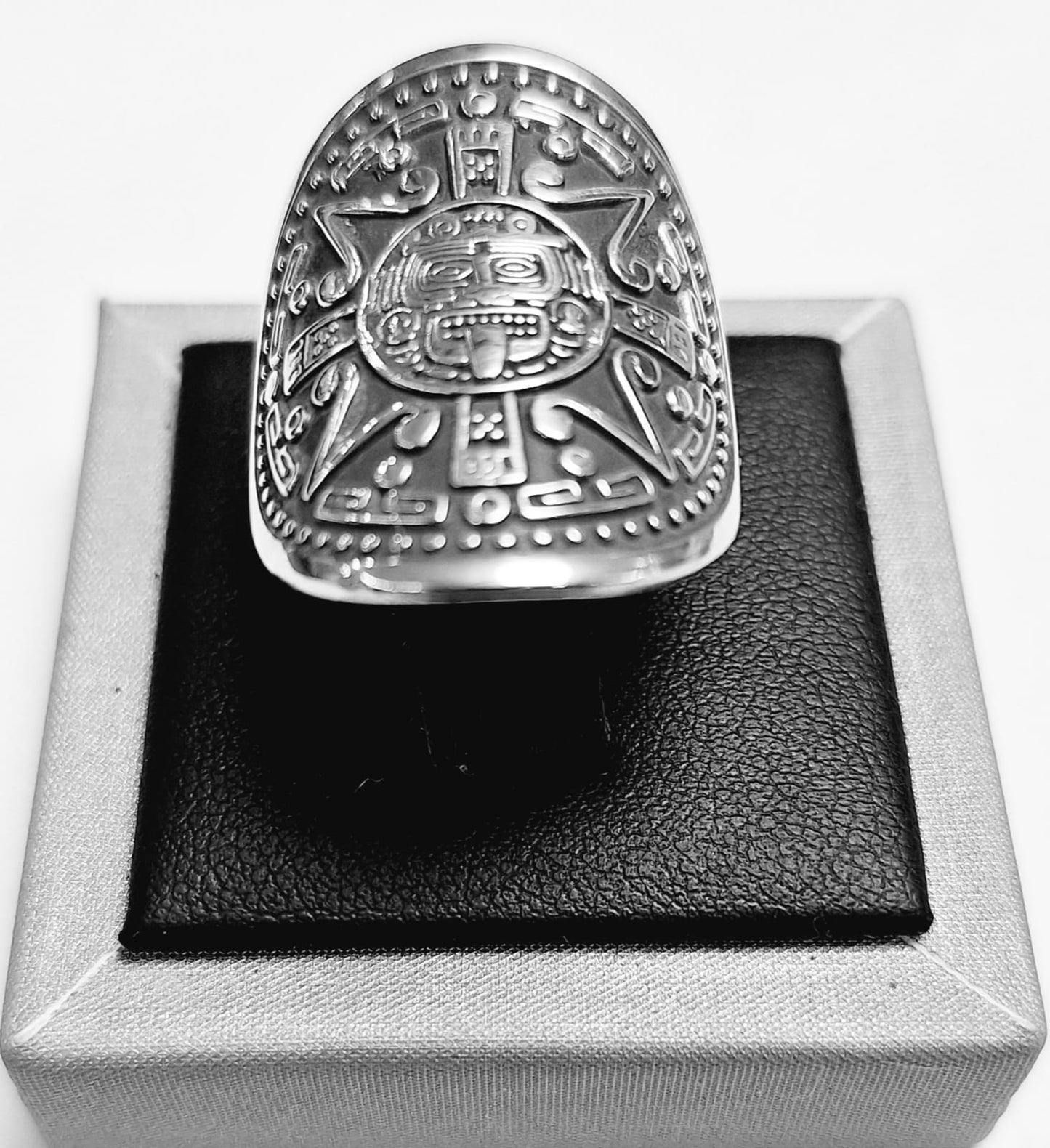 Anillo Sol Maya en Plata Ley 925, sello de autenticidad Plata Ley .925