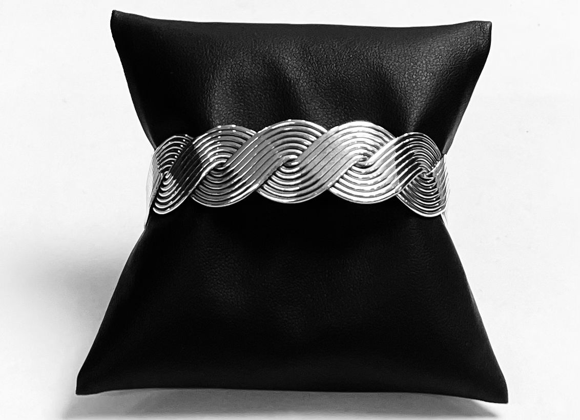Brazalete Tejido en Plata Ley 925, vista frontal