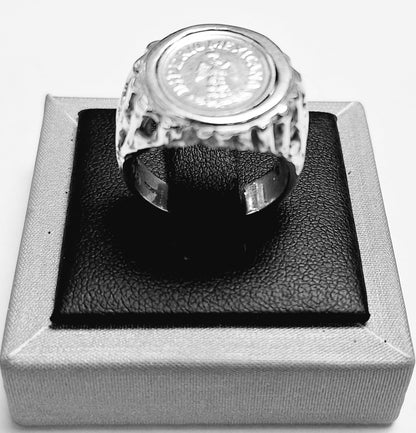 Sello de ley en el interior del anillo moneda en plata ley 925