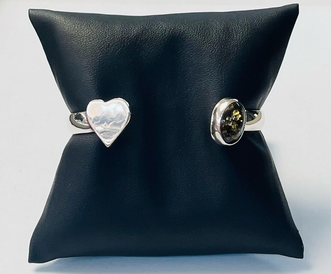 Brazalete con Ambar en Plata Ley 925, sello de autenticidad Plata Ley .925