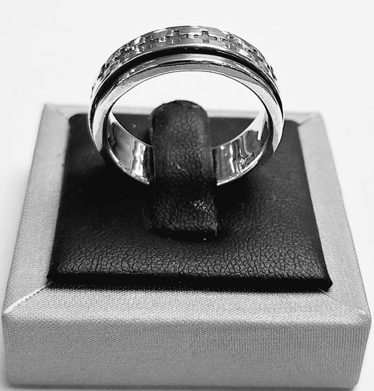 Sello de ley en el interior del anillo anti ansiedad en plata ley 925