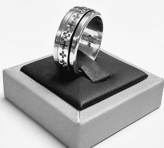 Sello de ley en el interior del anillo anti ansiedad en plata ley 925