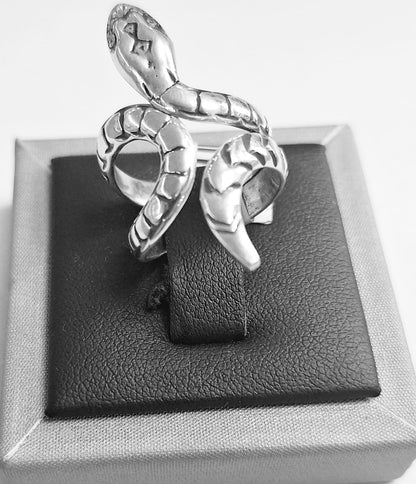 Anillo Serpiente en Plata Ley 925, vista frontal