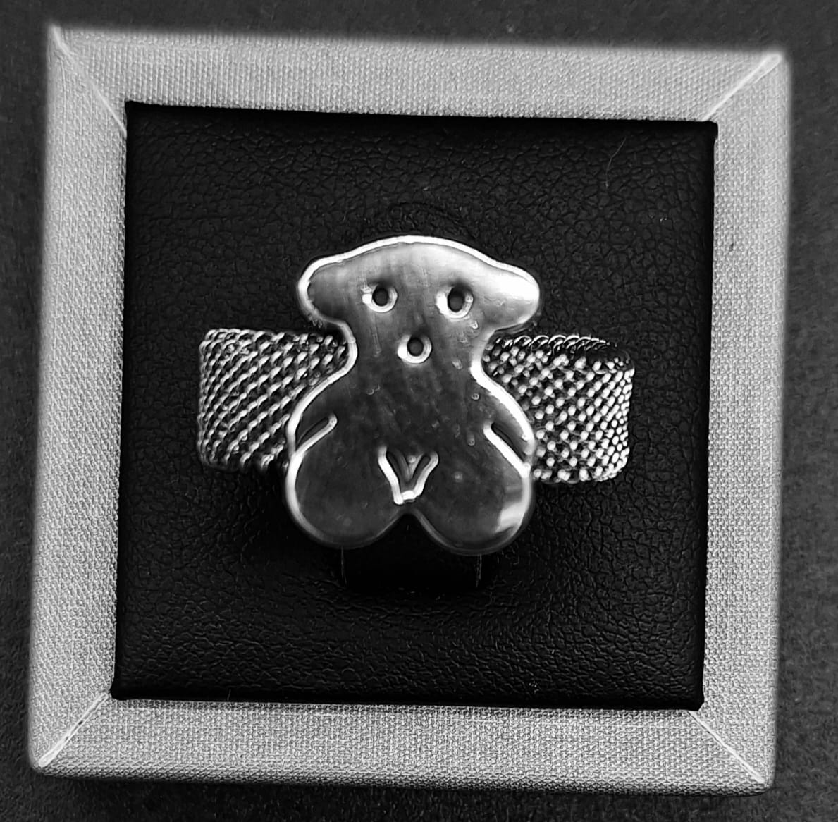 Anillo Plata Ley 925 , Oso ., vista frontal