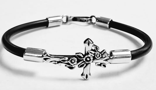 Sello de ley en el interior del brazalete en plata ley 925 con caucho