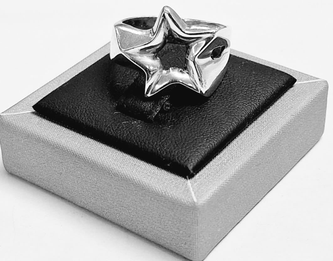 Anillo Estrella, Plata Ley 925, sello de autenticidad Plata Ley .925