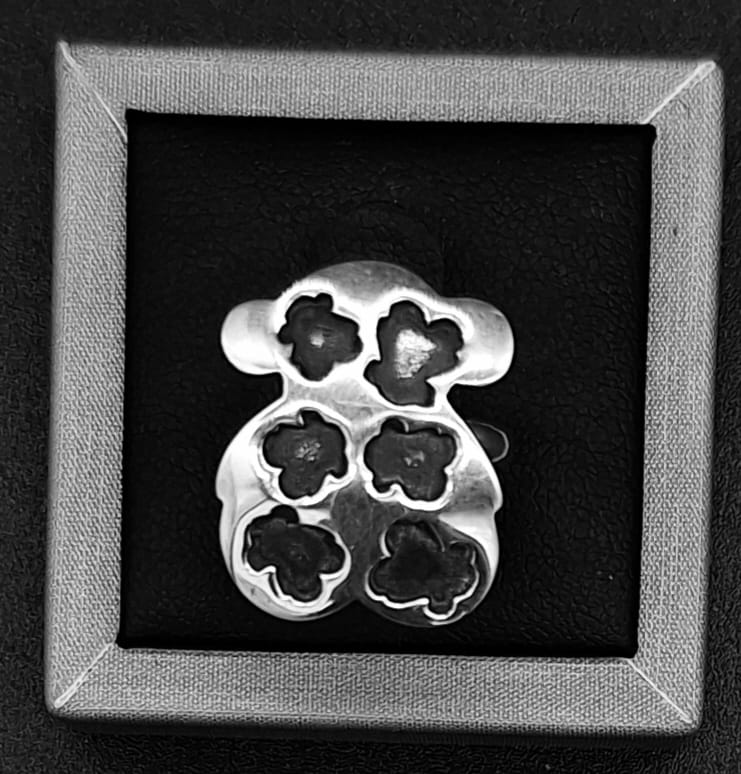 Anillo Plata Ley 925 , Oso, vista frontal