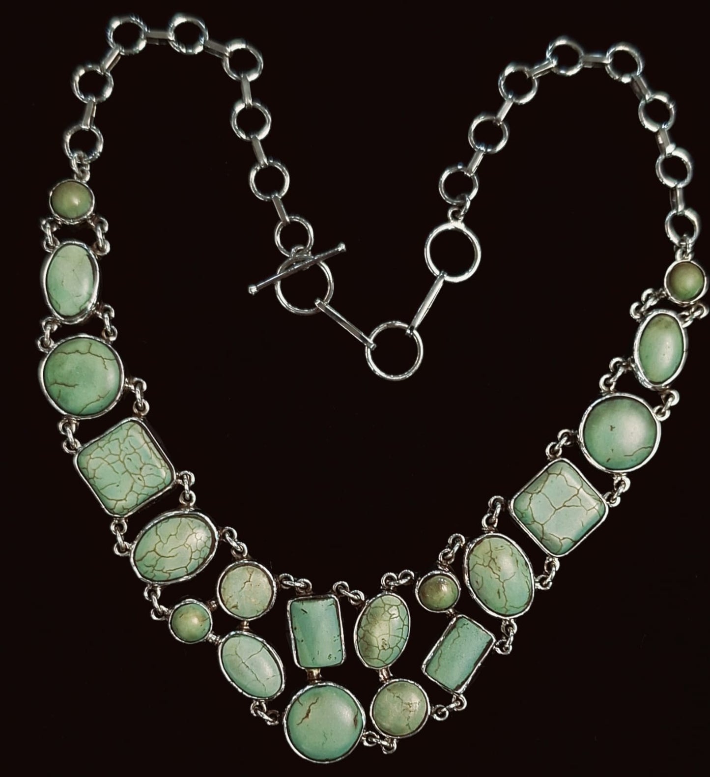 Sello de ley en el interior del collar con incrustaciones de turquesa plata ley 925