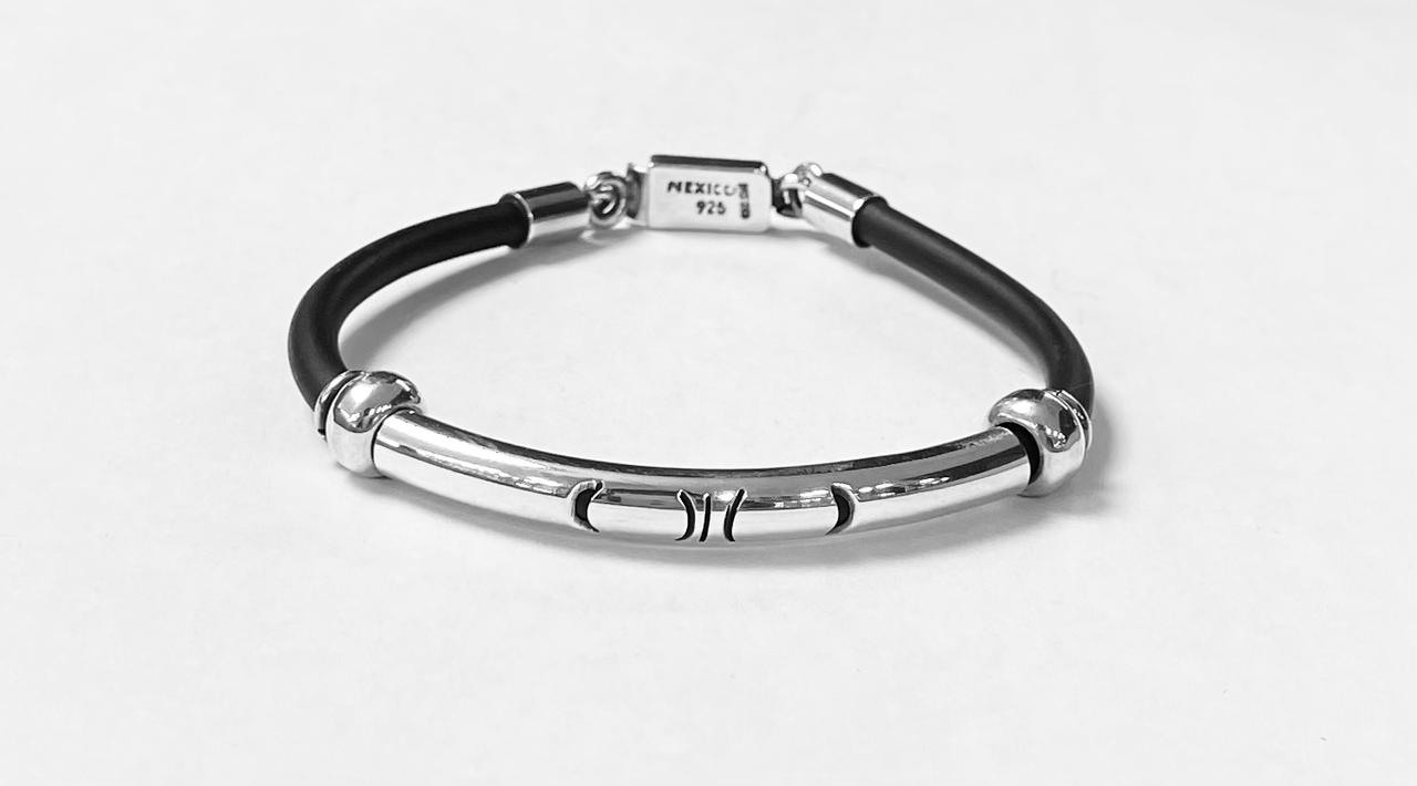 Brazalete en Plata Ley 925 con Cahucho, vista frontal