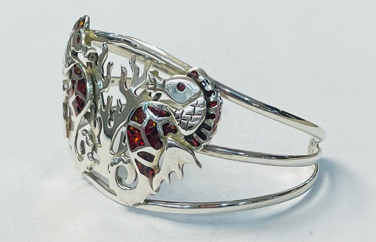 Brazalete con Opalo en Plata Ley 925, vista frontal