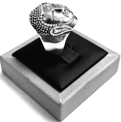 Anillo Cabeza de Buda en Plata Ley 925, vista frontal