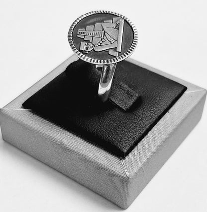 Anillo Chac Mool en Plata Ley 950, sello de autenticidad Plata Ley .925