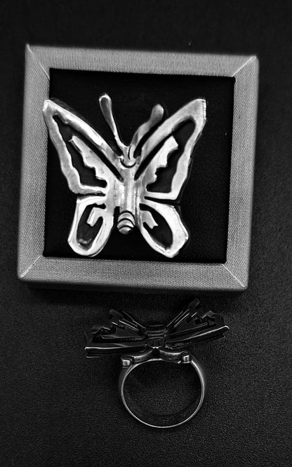 Anillo Plata Ley 925 , Mariposa, vista frontal