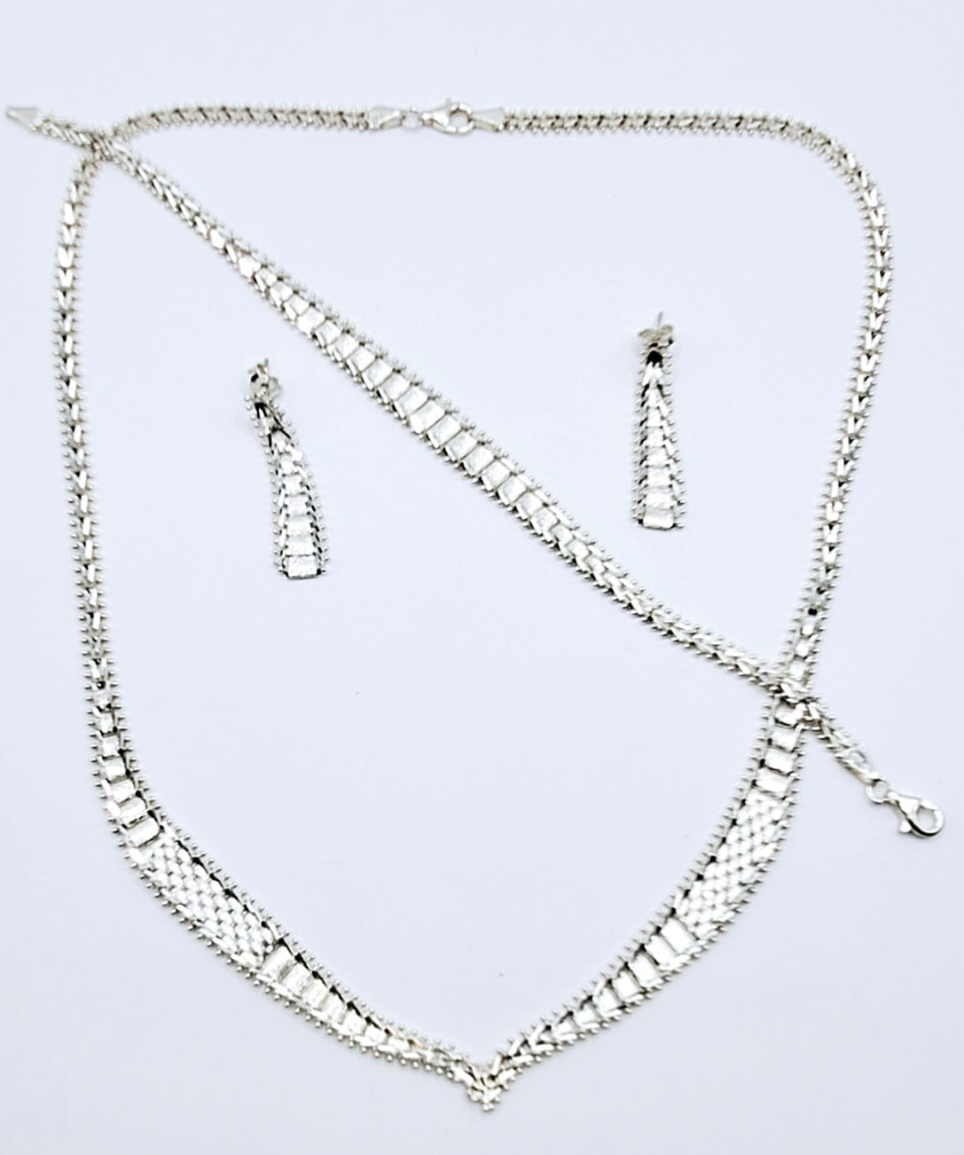 Set de Collar Diamantantado en Plata Ley 925, sello de autenticidad Plata Ley .925