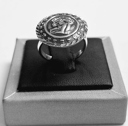 Sello de ley en el interior del anillo calendario maya plata 950