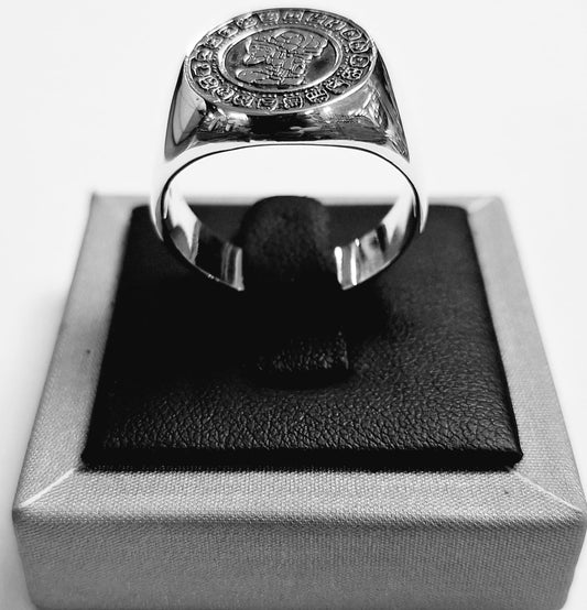 Sello de ley en el interior del anillo calendario maya en plata ley 925