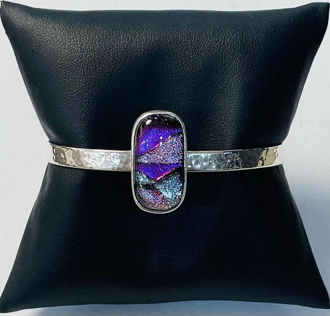 Brazalete con Dicroico en Plata Ley 925, sello de autenticidad Plata Ley .925