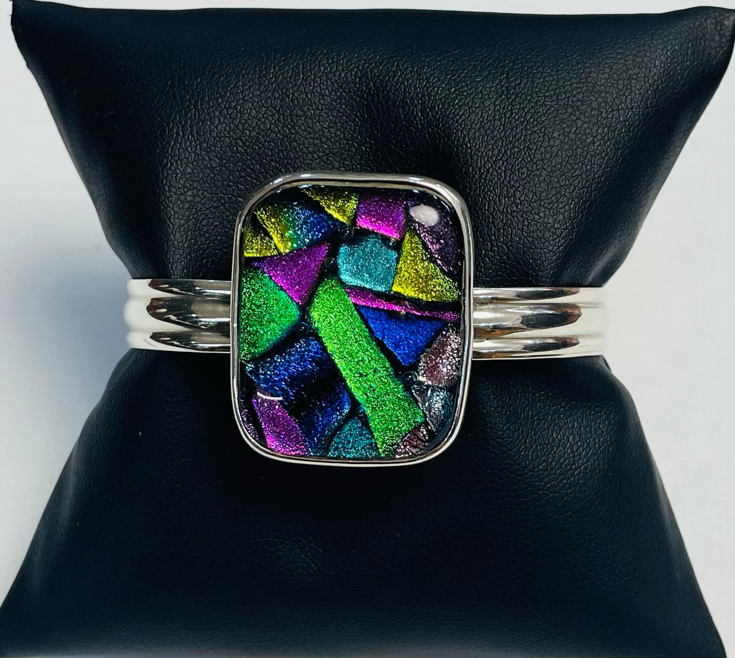 Brazalete con Dicroico en Plata Ley 925, sello de autenticidad Plata Ley .925