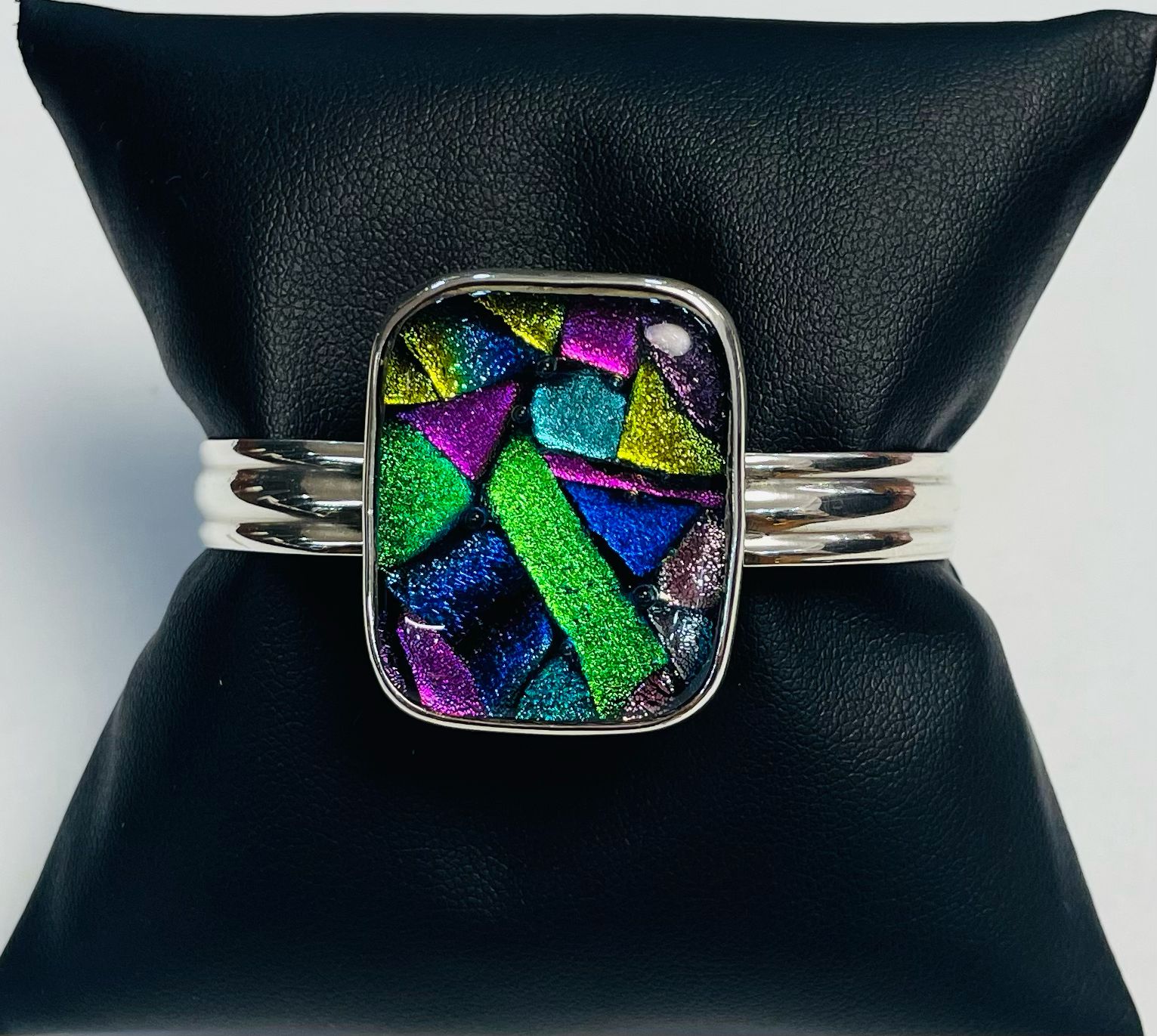 Brazalete con Dicroico en Plata Ley 925, sello de autenticidad Plata Ley .925