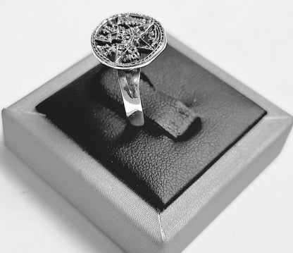 Anillo Tetragramaton en Plata Ley 925 Lss, vista frontal
