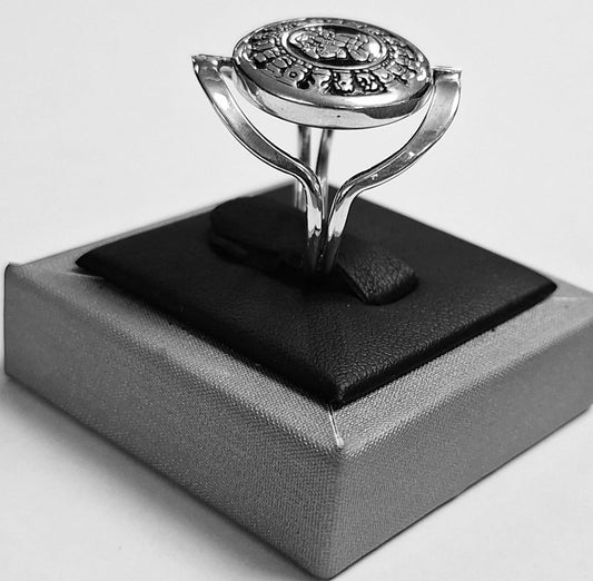 Sello de ley en el interior del anillo calendario maya en plata ley 925