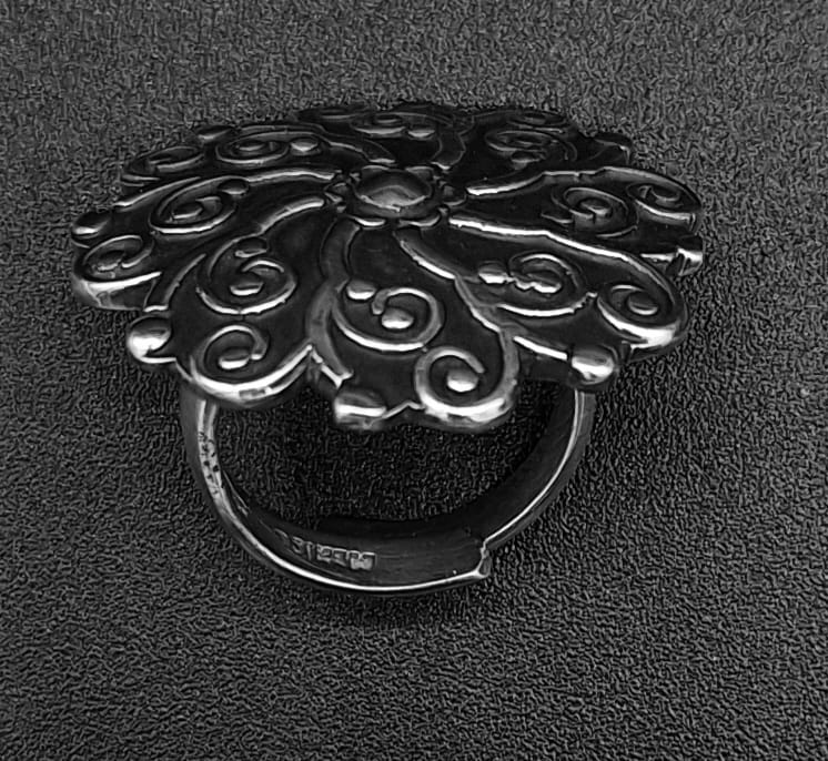Anillo Plata Ley 925, Vintage, vista frontal
