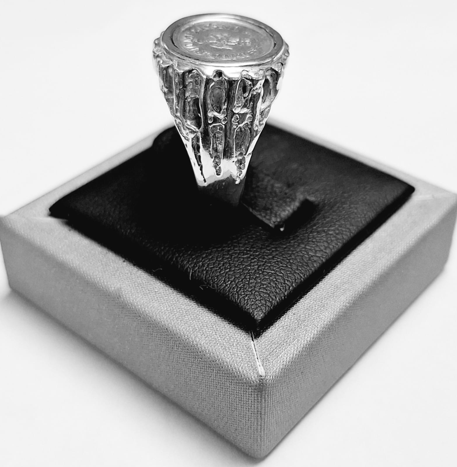 Anillo Moneda en Plata Ley 925, vista frontal