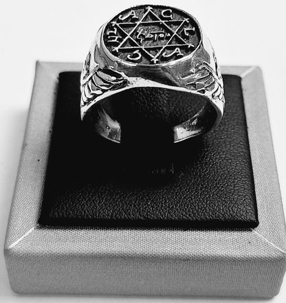 Sello de ley en el interior del anillo de poder rey salomón en plata ley 925