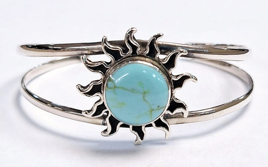 Sello de ley en el interior del brazalete con turquesa en plata ley 925