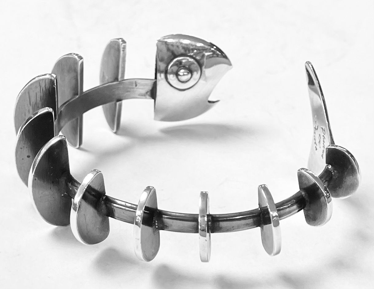 Brazalete Esqueleto en Plata Ley 950, sello de autenticidad Plata Ley .925