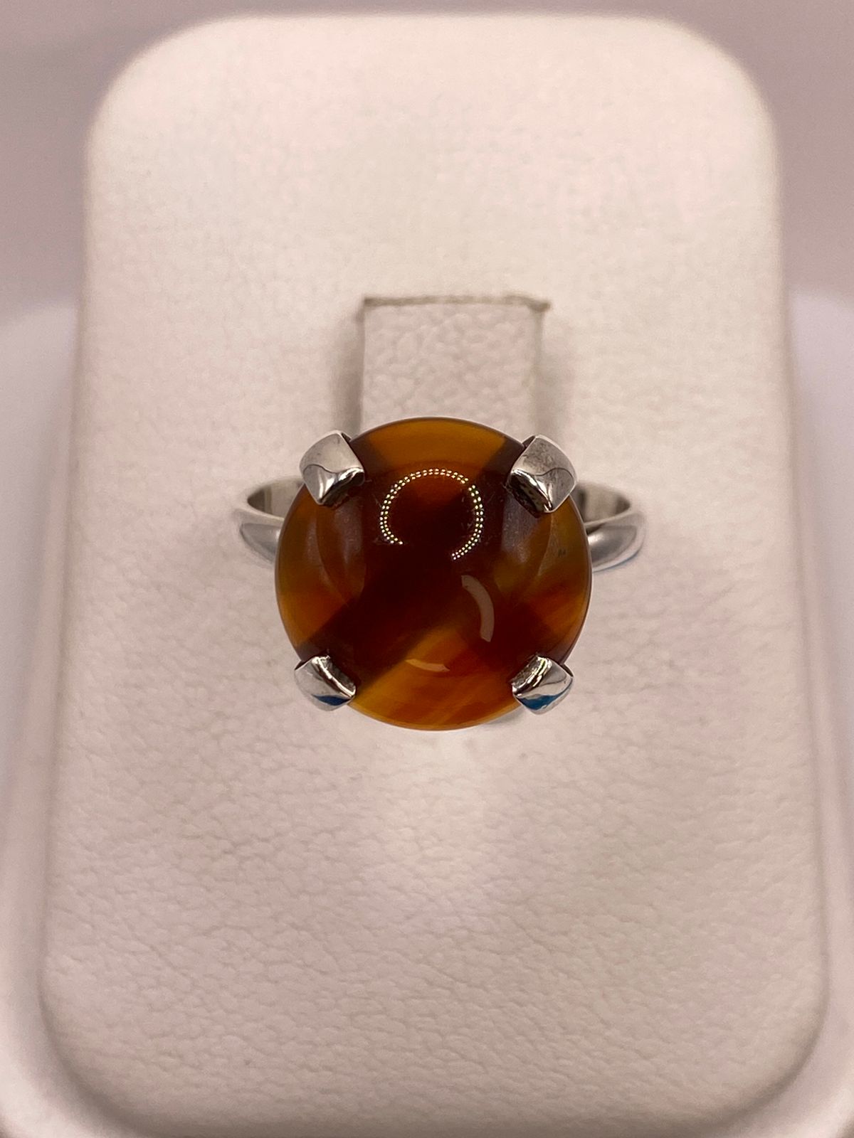 Anillo de Ágata Naranja Natural en Plata .925, vista frontal