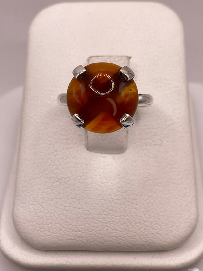 Anillo de Ágata Naranja Natural en Plata .925 — ángulo diagonal