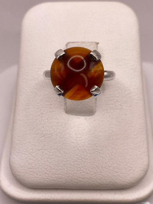 Anillo de Ágata Naranja Natural en Plata .925 — ángulo diagonal