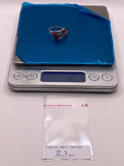 Anillo Ajustable con Ópalo de Fuego Fucsia en Plata Ley .925, peso en gramos (báscula)