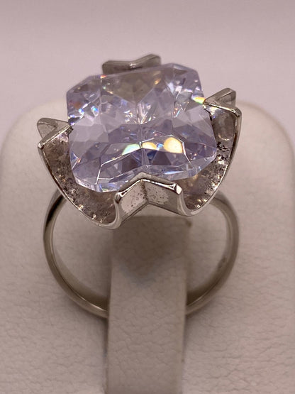 Anillo Ajustable de Plata Ley 925 con Zirconia Rectangular, vista posterior