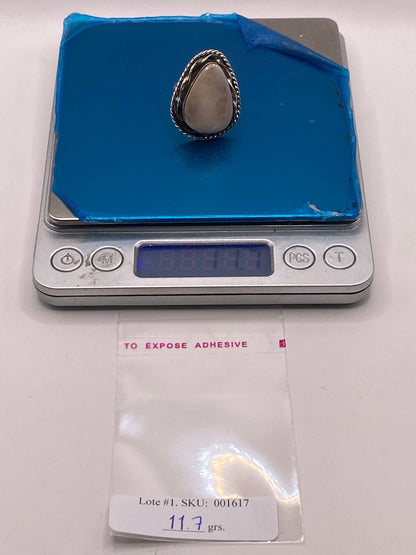 Anillo Ajustable de Plata 925 con Piedra Jade Marfil, peso en gramos (báscula)