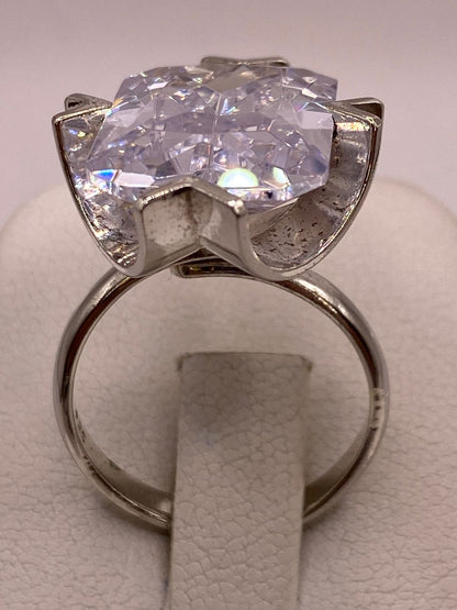 Anillo Ajustable de Plata 925 con Zirconia Rectangular, vista frontal