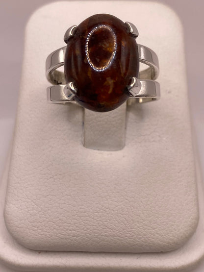Anillo de Ámbar en Plata Ley .925 — ángulo diagonal