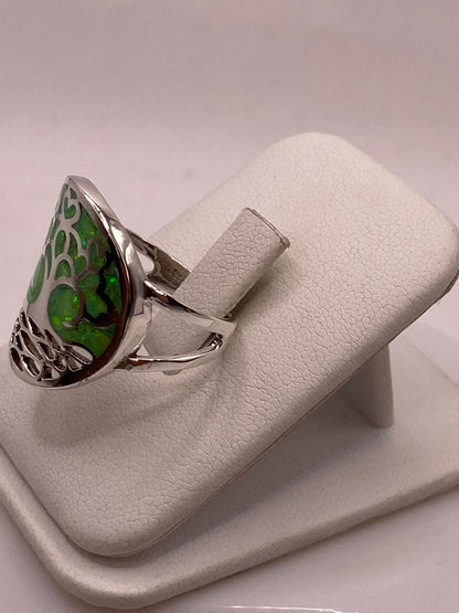 Anillo Árbol de la Vida con Ópalo de Fuego en Plata Ley .950, vista lateral