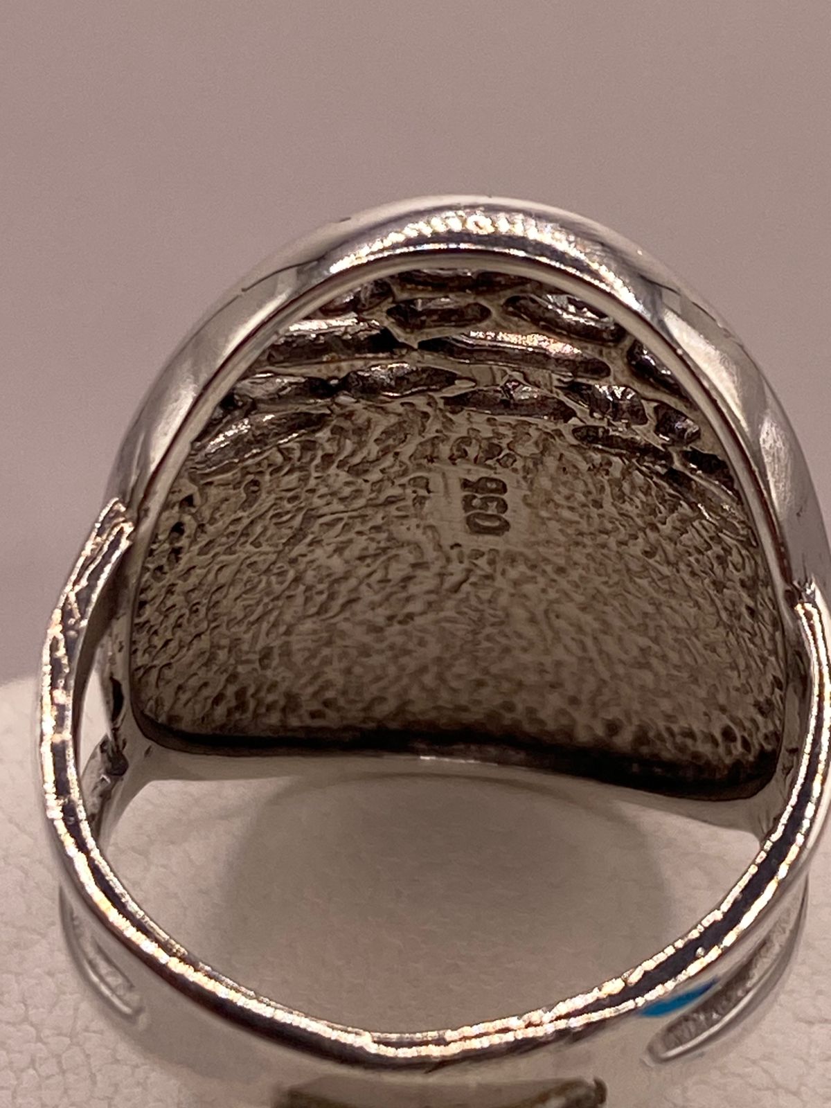 Anillo Árbol de la Vida de Plata Ley 950 con Ópalo de Fuego, sello de autenticidad Plata Ley .925