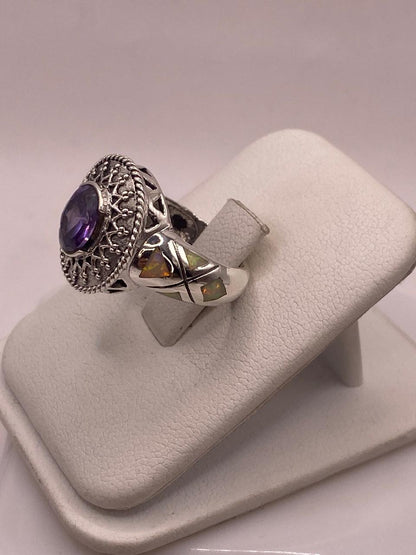 Anillo Artesanal con Ópalo de Fuego, Zirconia y Marquesita en Plata Ley .950, vista frontal
