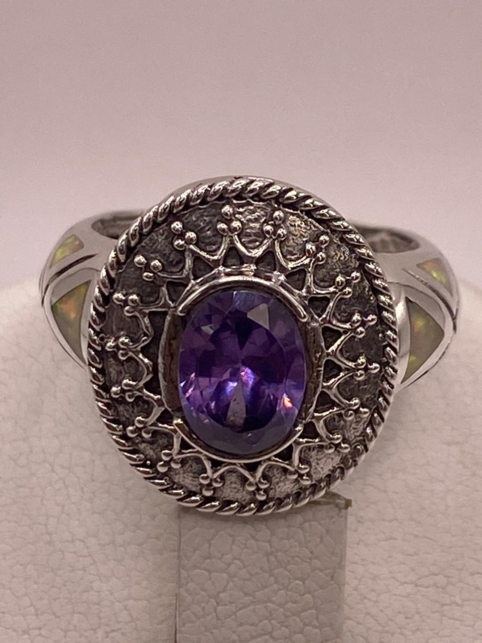 Anillo Artesanal con Ópalo de Fuego, Zirconia y Marquesita en Plata Ley .950, sello de autenticidad Plata Ley .925