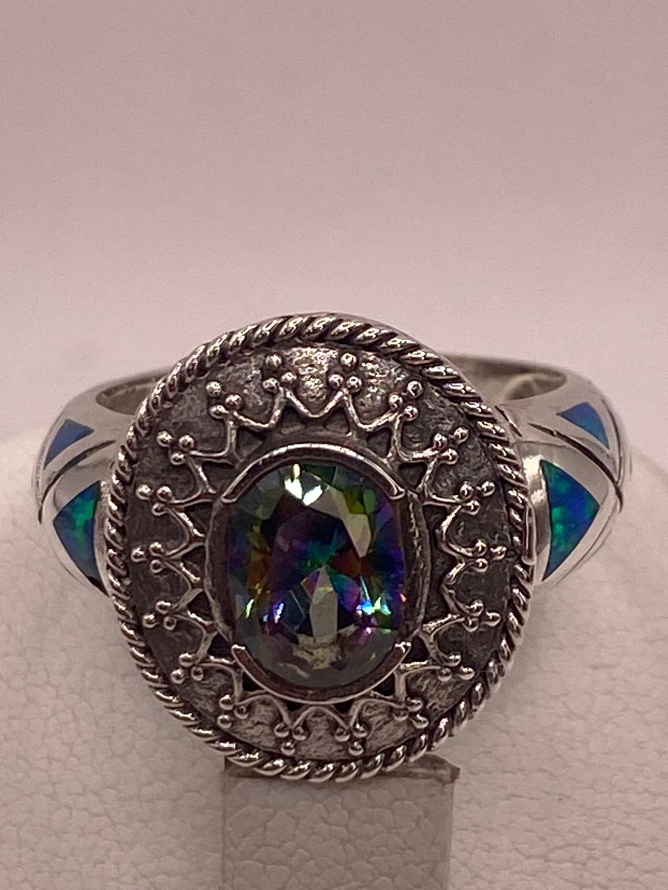 Anillo Artesanal con Ópalo de Fuego, Zirconia y Marquesita en Plata Ley .950, vista superior
