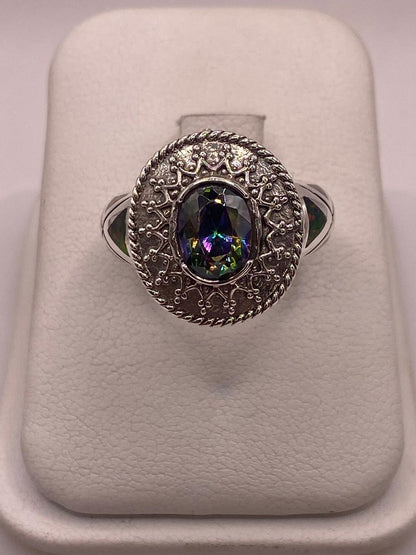 Anillo Artesanal con Ópalo de Fuego y Zirconia en Plata Ley .950, vista frontal