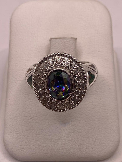 Anillo Artesanal con Ópalo de Fuego y Zirconia en Plata Ley .950, sello de autenticidad Plata Ley .925