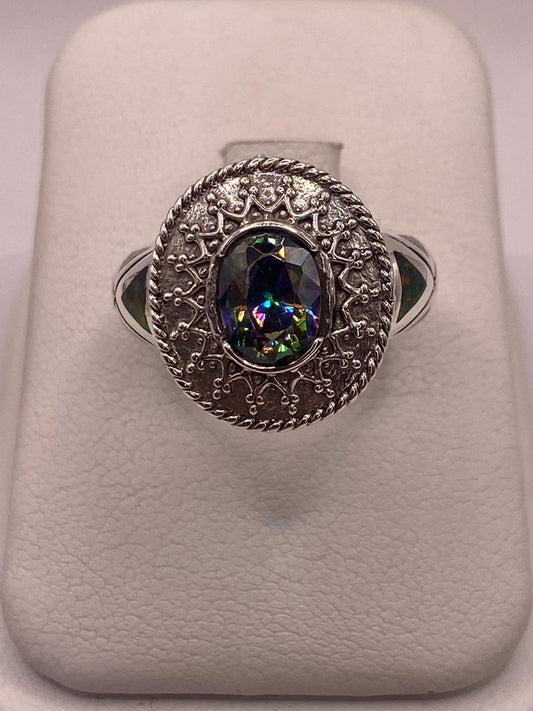Anillo Artesanal con Ópalo de Fuego y Zirconia en Plata Ley .950 — vista lateral